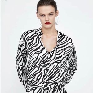 Zara oversized zebra blouse, new with tag